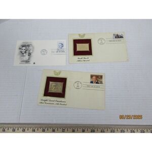 3pc 22kt Gold Foil Stamp Replica First Day Issue Covers Eisenhower Grace Kelly